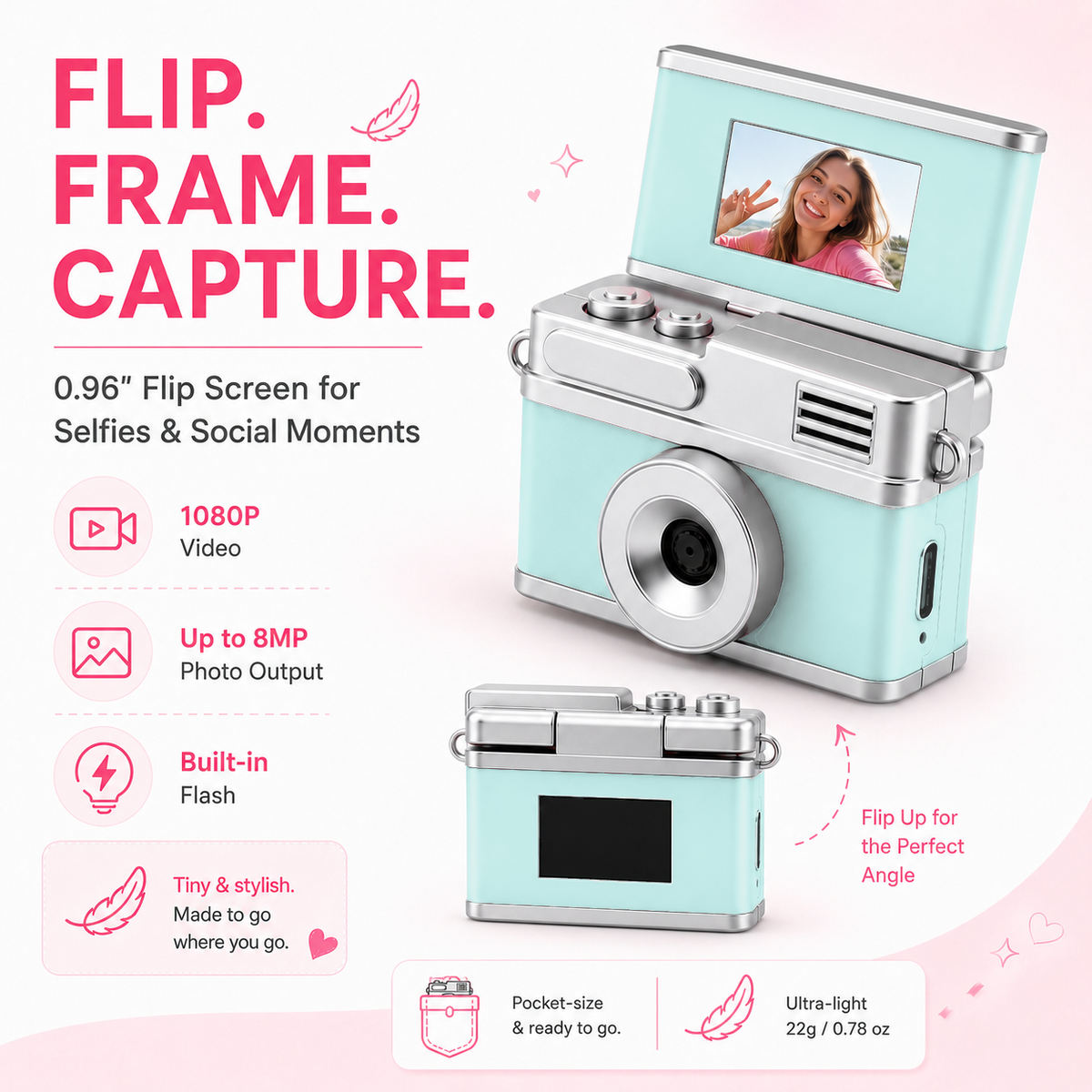 Mini Keychain Camera (Flip Screen)