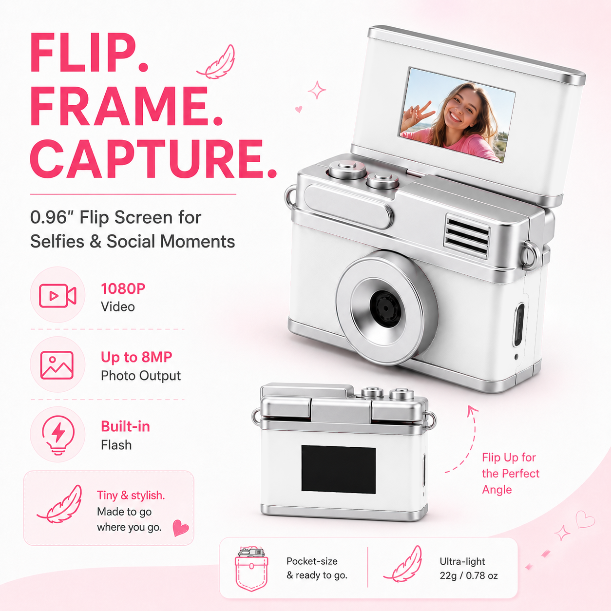 Mini Keychain Camera (Flip Screen)