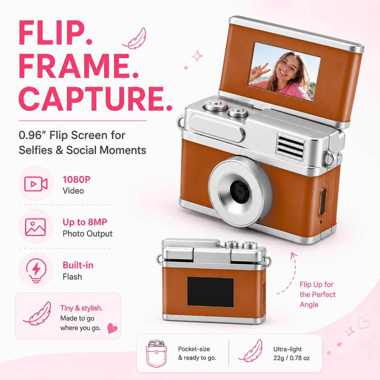 Mini Keychain Camera (Flip Screen)