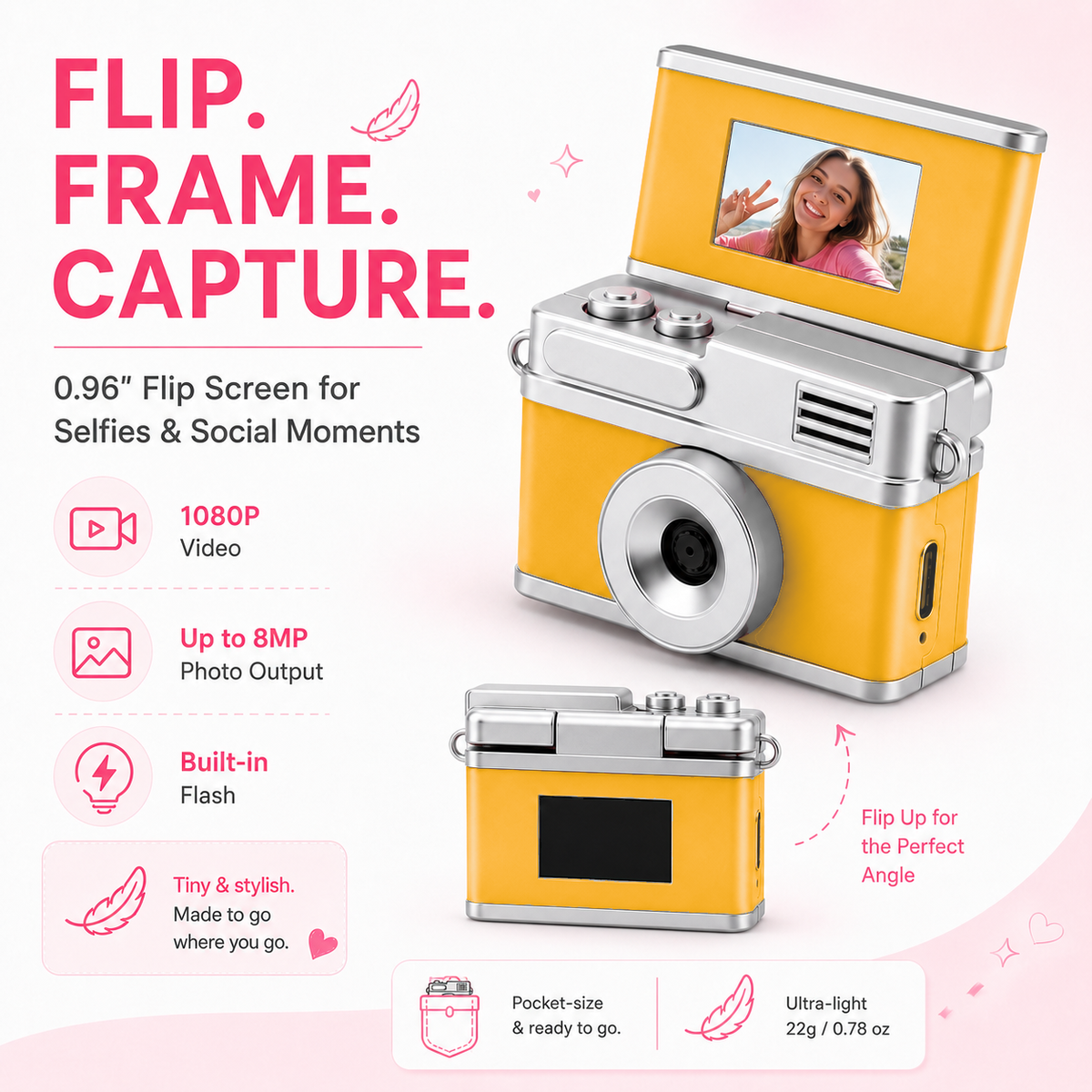 Mini Keychain Camera (Flip Screen)