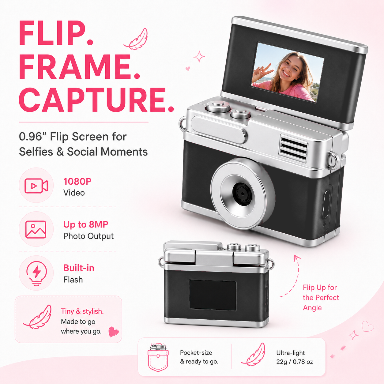 Mini Keychain Camera (Flip Screen)