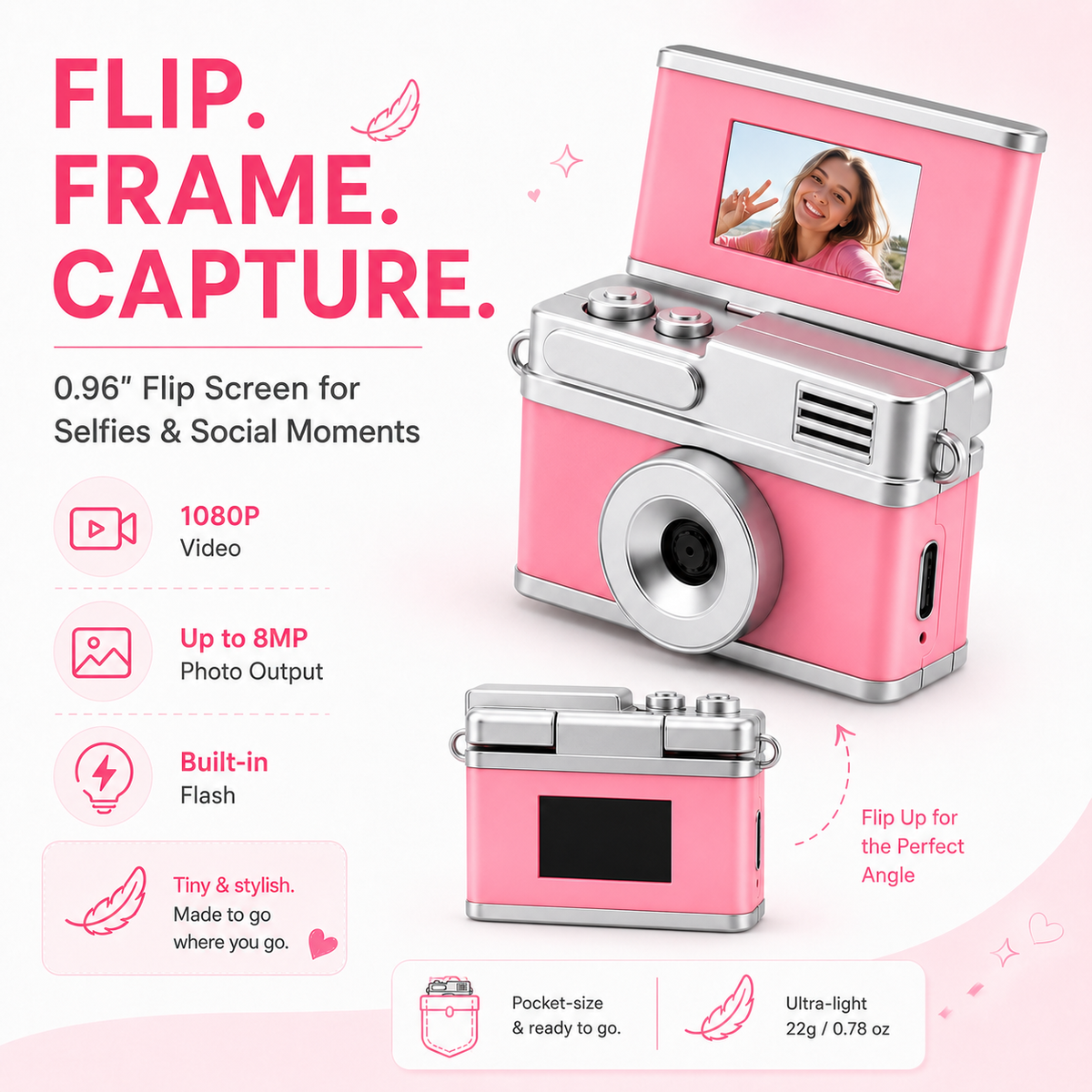 Mini Keychain Camera (Flip Screen)